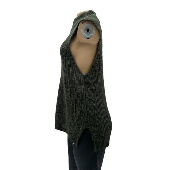 Obey N°89 Womens‎ Sleeveless Knit Tunic Sweater Side Slits Turtleneck Green L - Picture 5 of 10